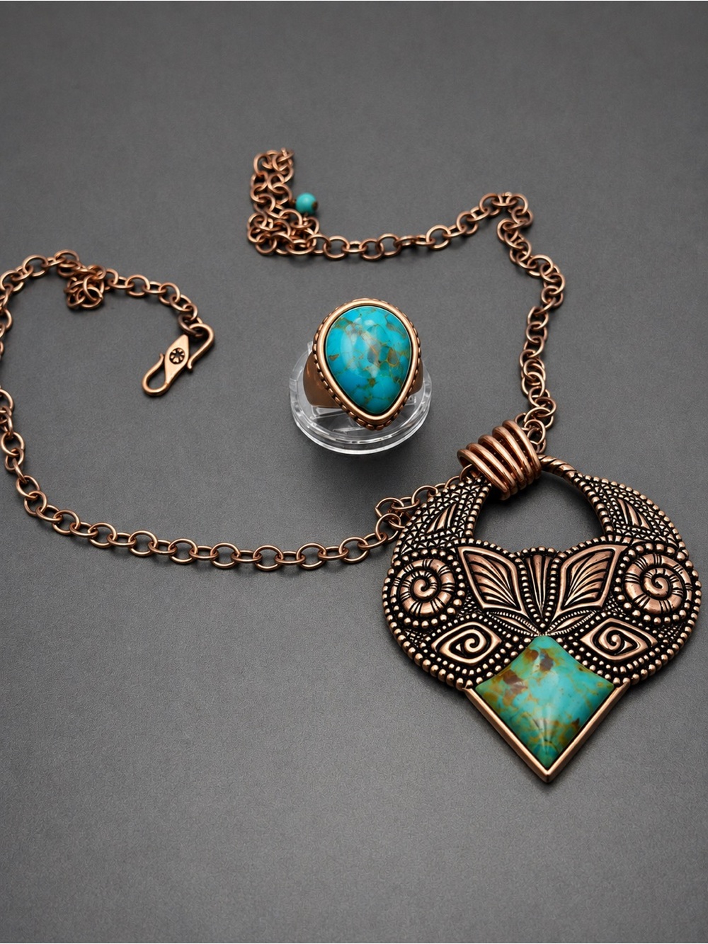 Studio Barse Ring and Pendant with Turquoise Stone